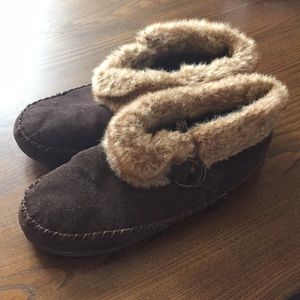 Brown Merona Moccasins w/ Fur Trim